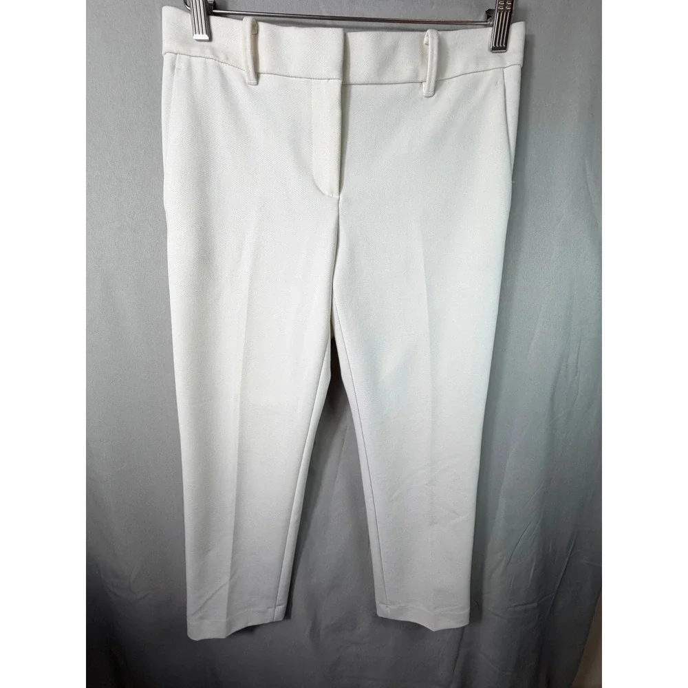 Ann Taylor Women Ankle Pants White 2P Petite Career Dress Trousers Stretch